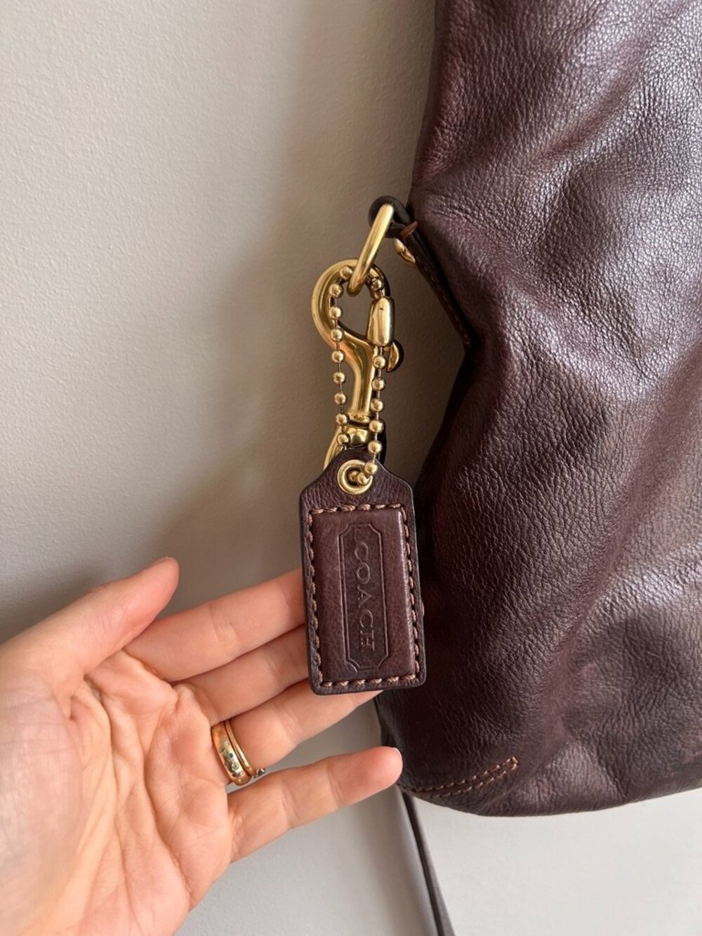 Coach Brown Leather Convertible Shoulder Bag Tote | Pink Lining | Brass Hardware - Picture 14 of 16